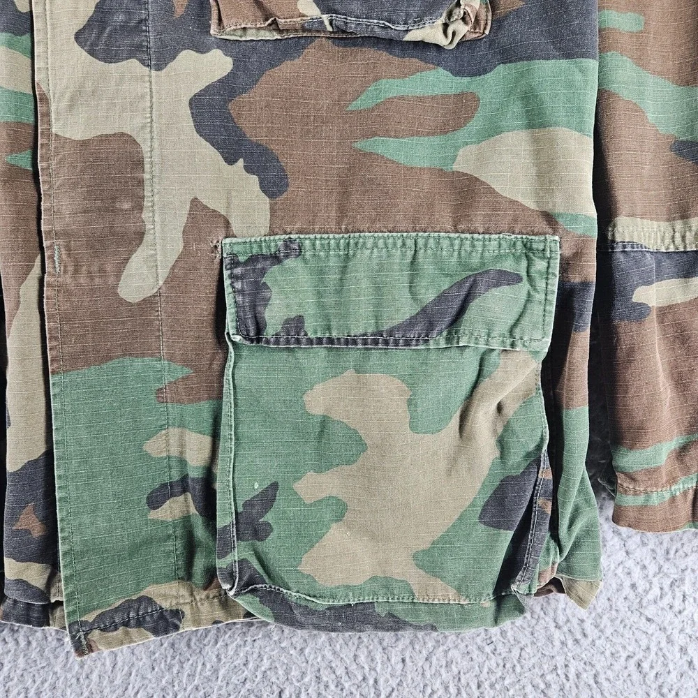 Army Shirt Men's Size Small Green Camo Woodland Combat Military Button Up‎ Sz S